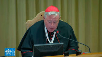 El Cardenal Hollerich en el Aula Nueva del Su00ednodo. Foto: Vatican Media / Captura de Youtube