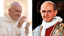 Papa Francisco (izquierda) y Pablo VI (derecha) / Crédito: Marina Testino (ACI Prensa) y Wikimedia Commons