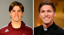 El P. Chase Hilgenbrinck. Foto 1: Cortesu00eda Colorado Rapids. Foto 2: EWTN