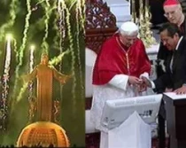 Benedicto XVI inaugura iluminaciu00f3n de Cristo Rey.