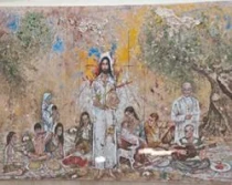 El mural de la iglesia del Sagrado Corazu00f3n de Alcorcu00f3n pintado por Damiu00e1n Retamar (foto Damiu00e1n Retamar)
