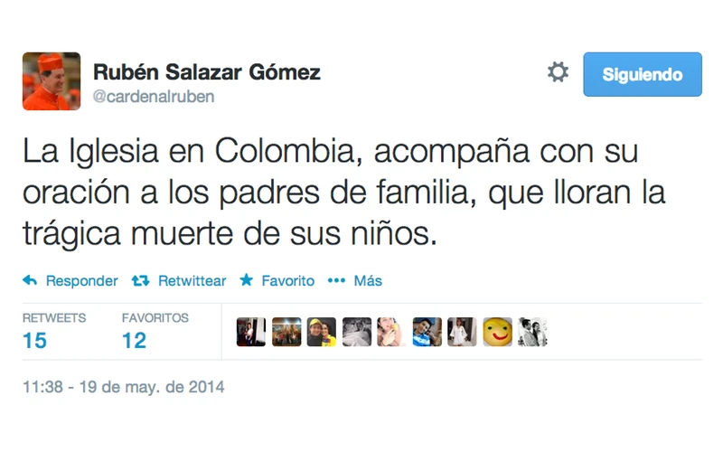Imagen Twitter Cardenal Rubén Salazar