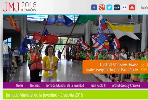 Captura de Sitio web de la JMJ Cracovia 2016