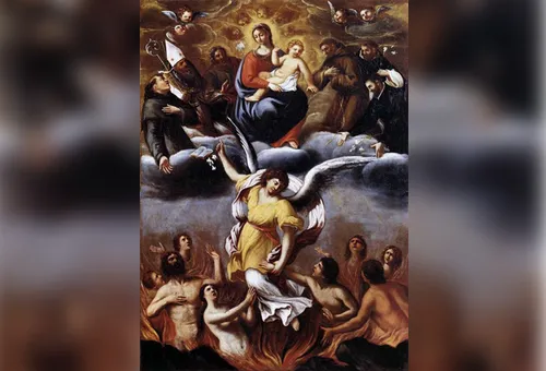 Imagen: “Un ángel libera las almas del purgatorio”, de Ludovico Carracci
