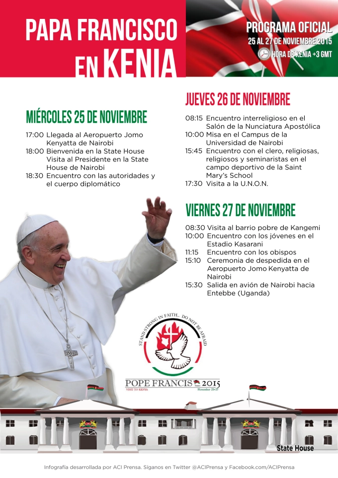 INFOGRAFÍA: Programa oficial del viaje del Papa Francisco a Kenia