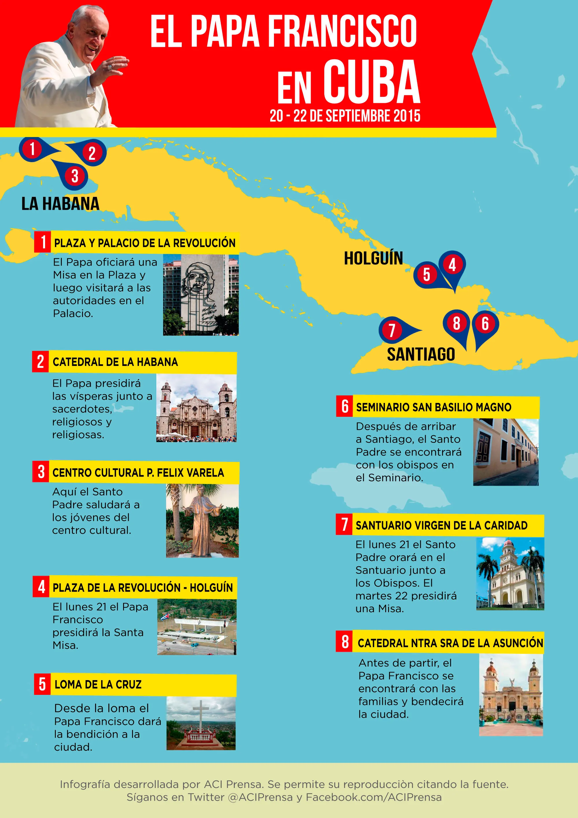 Este será el itinerario para la visita del Papa a Cuba