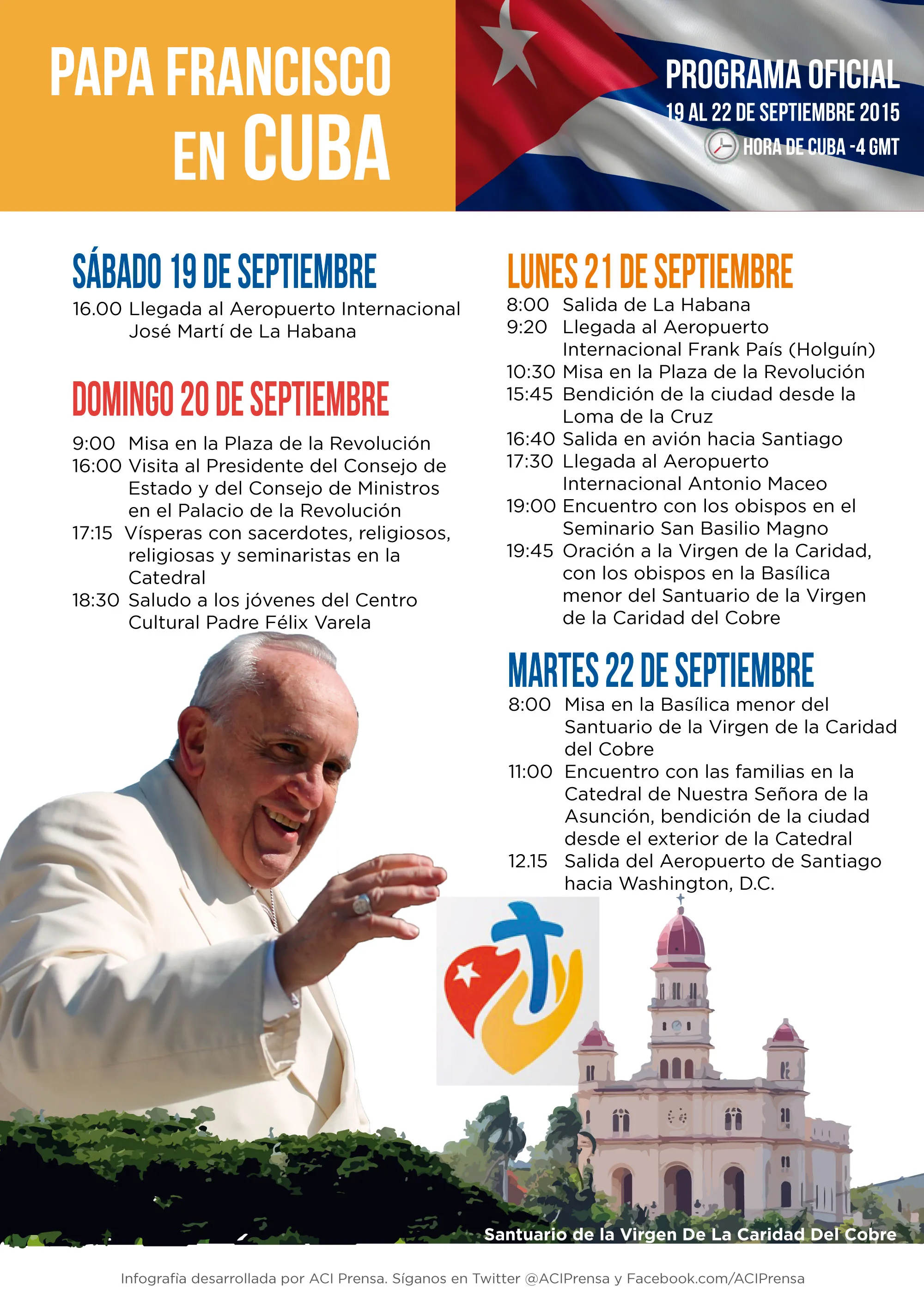 Este es el programa oficial del viaje del Papa Francisco a Cuba