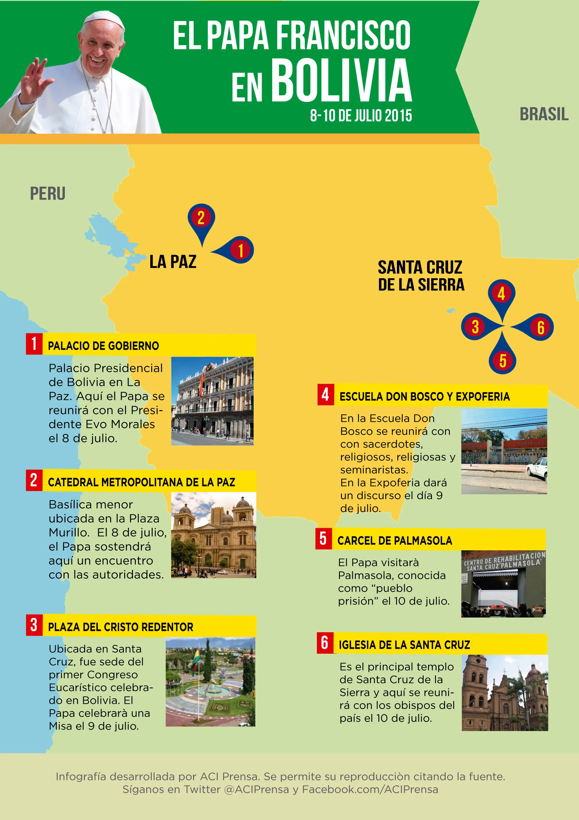 [INFOGRAFÍA] Itinerario para la visita del Papa a Bolivia