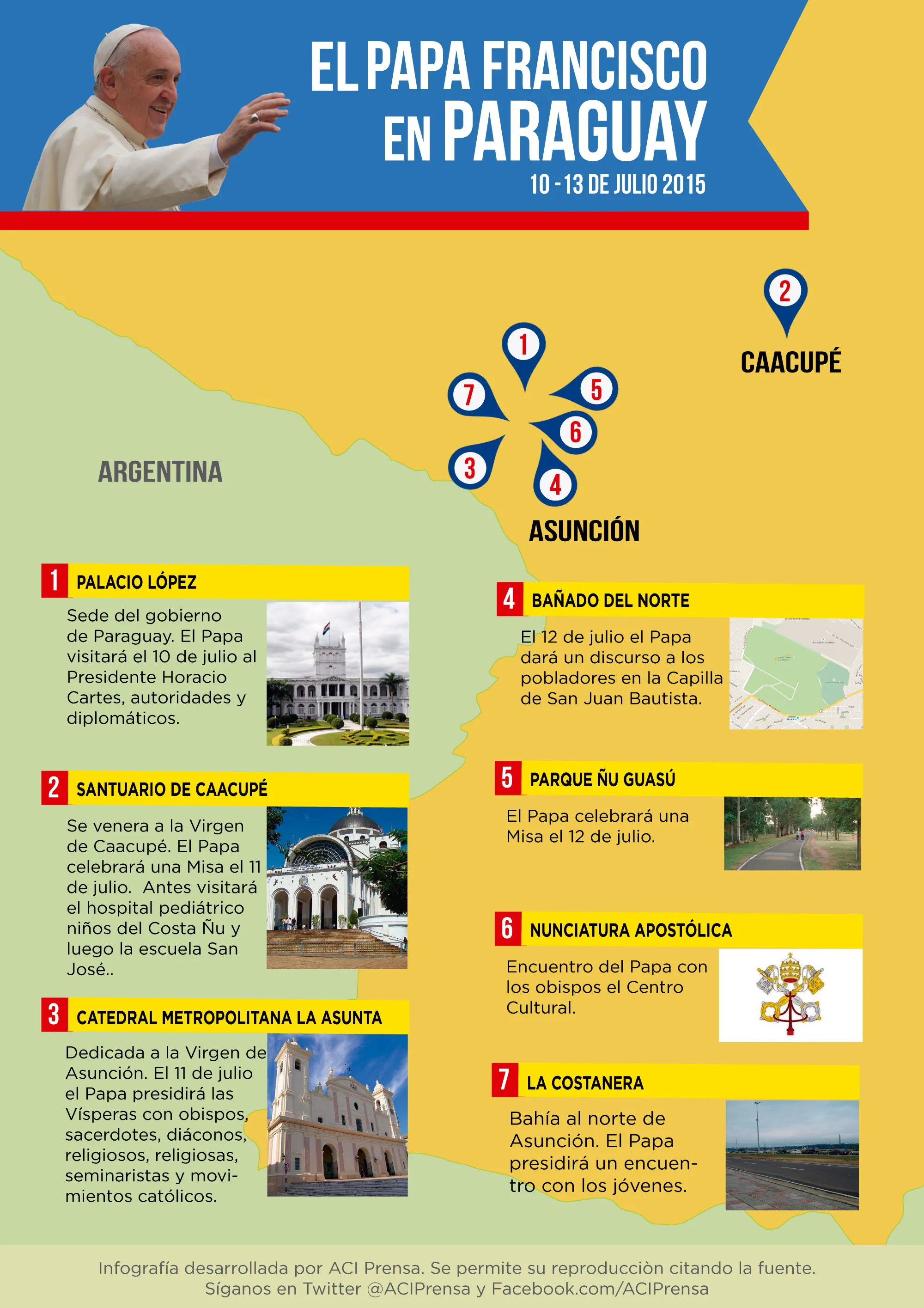 [INFOGRAFÍA] Itinerario para la visita del Papa a Paraguay