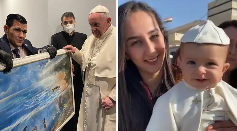 Papa Francisco y el Padre del Alan Kurdi - Madre y niño vestido de Papa Francisco. / Crédito: Bestoon Othman Khalid / Twitter Gareth Browne. ?w=200&h=150