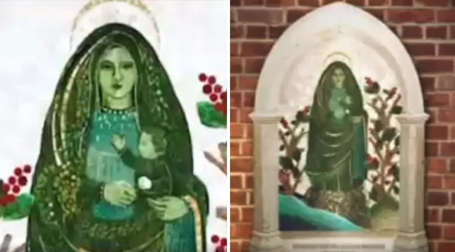 Mosaico de Nuestra Señora de los Ángeles. Crédito: Captura de video de Eco Católico.