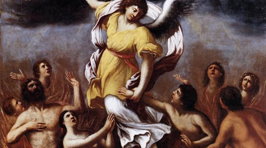"An Angel Frees the Souls of Purgatory" de Ludovico Carracci (Cerca de 1610). Crédito: Dominio público.