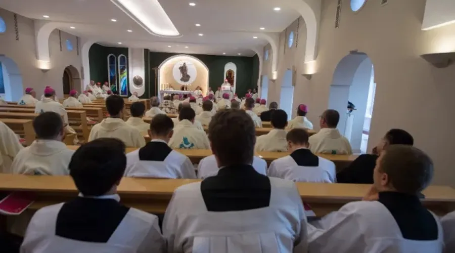 Misa en la capilla de un seminario en Poznan, Polonia, el 15 de septiembre de 2018. Crédito: Mazur / catholicnews.org.uk.?w=200&h=150