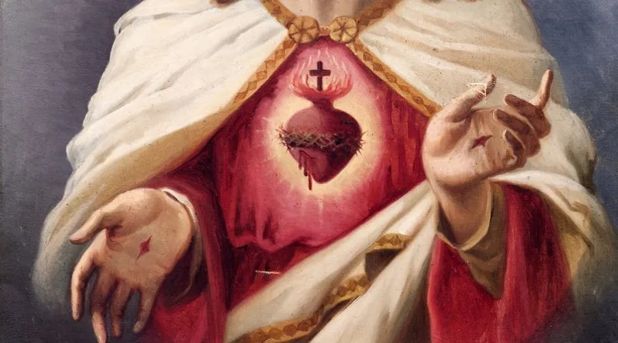Pintura al óleo del Sagrado Corazón de Jesús de la escuela portuguesa del siglo XIX. Crédito: Dominio Público / Wikimedia Commons.