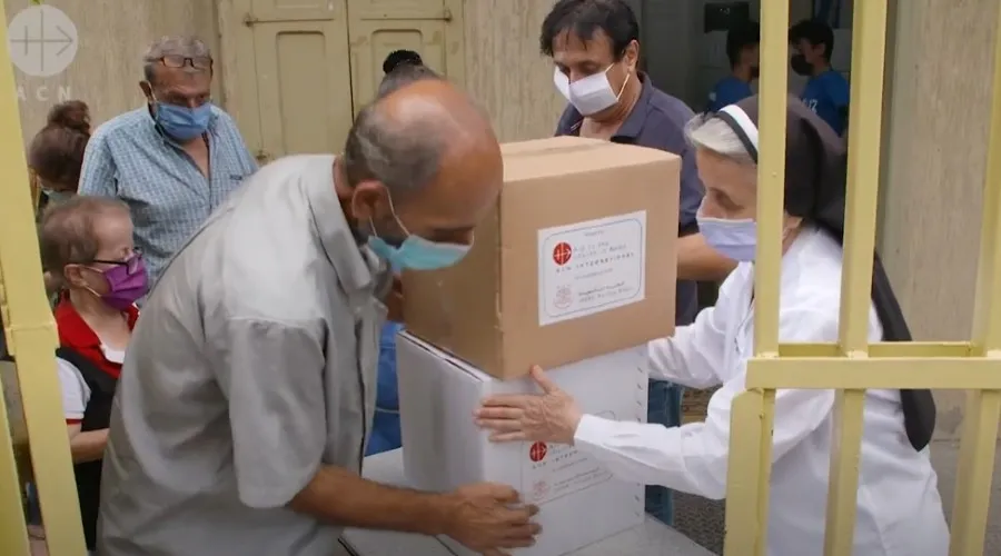 Captura de video de ayuda de ACN a familias en el Líbano. Crédito: ACN.