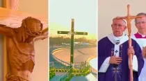 Foto : Crucifijo del altar, Cruz en la frontera y el báculo del Papa / Crédito : Captura de Youtube CTV