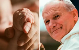 Imagen referencial y San Juan Pablo II. Cru00e9dito: Jessica Irani / Unsplash y L'Osservatore Romano. 