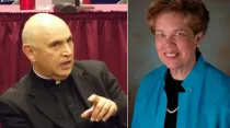 Mons. Mario Dorsonville (izq.) y Donna Markham (der.). Crédito: Agencia Católica de Noticias (izq.) y CCUSA (derecha).