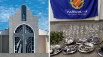 Recuperación de objetos robados de la parroquia Nuestra Señora de la Inmaculada Concepción. Crédito: Sitio web de la Policía Militar del Distrito Federal (Brasil).
