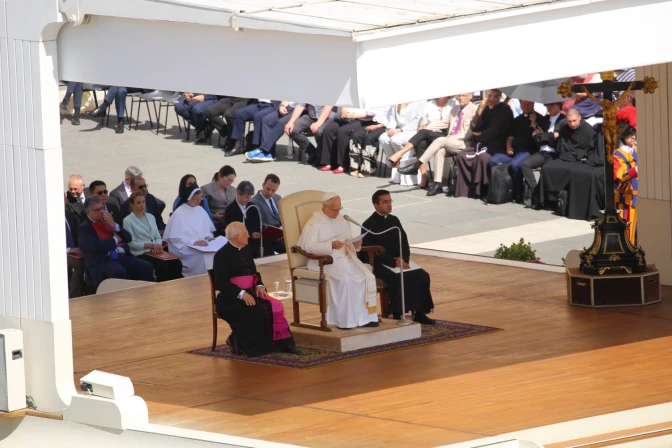 El Papa León XIV, durante la catequesis de la Audiencia general el 4 de junio de 2025.