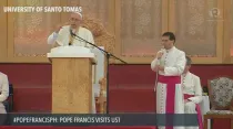 El Papa Francisco durante el encuentro con los jóvenes de Filipinas / Foto: Captura Youtube