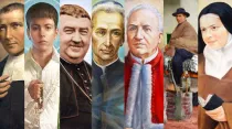 Los retratos de los siete nuevos santos proclamados por el Papa Francisco.