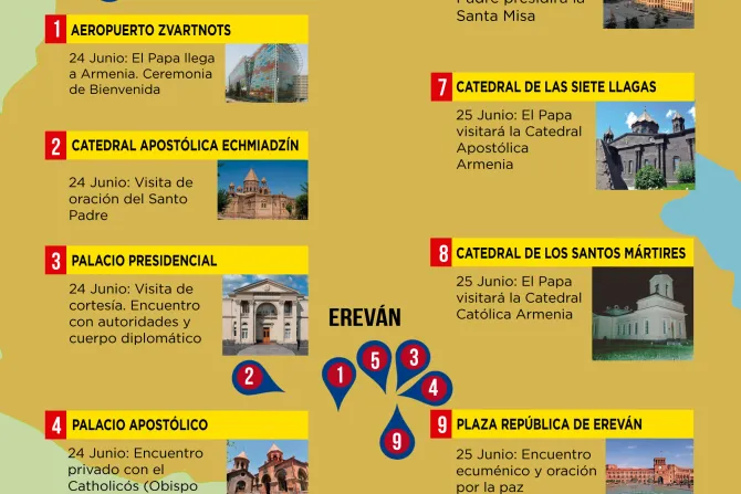 [INFOGRAFÍA] Estos son los lugares que visitará el Papa Francisco en Armenia