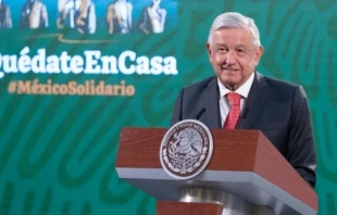 Andru00e9s Manuel Lu00f3pez Obrador en conferencia de prensa el 12 de abril. Cru00e9dito: Sitio web oficial de Lu00f3pez Obrador. 