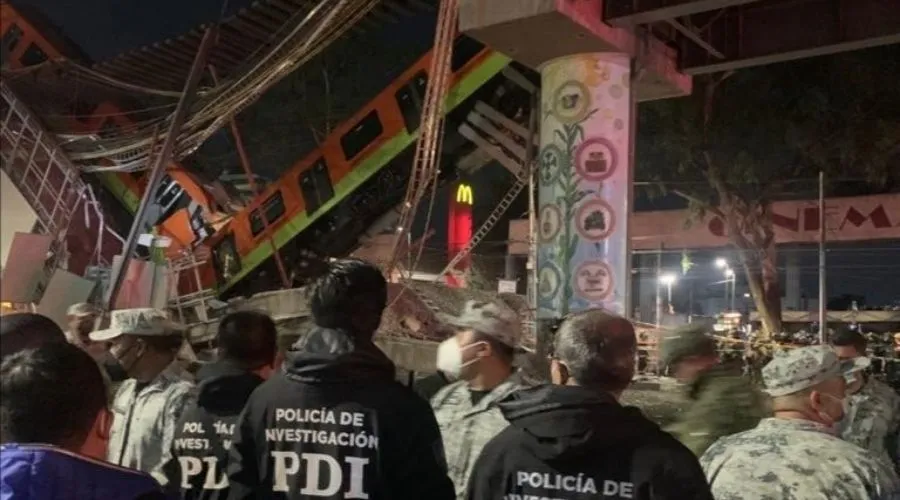 Accidente de la Línea 12 del Metro de Ciudad de México. Crédito: Twitter / Fiscalía de Ciudad de México.