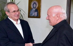 Actor Sergio Hernu00e1ndez y Cardenal Ricardo Ezzati. Foto: Arzobispado de Santiago de Chile. 