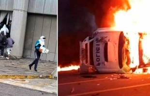 Robos e incendios de patrulleros policiales durante la protesta en Ecuador (2022). Cru00e9dito: Fiscalu00eda de Ecuador  