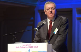 Ex Ministro de Justicia espau00f1ol, Alberto Ruiz Gallardu00f3n, durante el Foro Europeo One Of Us en Paru00eds (Francia). Foto: One Of Us.  