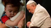 Alfie Evans y el Papa Francisco - Fotos: Facebook Alfie's Army - Vatican Media / ACI Prensa