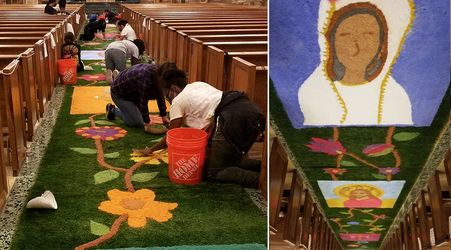 Alfombras de Semana Santa instalada en la parroquia Nuestra Señora de la Gracia en Encino, California (Estados Unidos),| Crédito: Karla Gomez - Our Lady of Grace?w=200&h=150