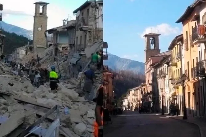 Bomberos enviados por el Papa tras terremoto en Italia rescatan a niño de 3 años