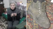 Anciana cristiana de Alepo - Uno de los zapatos entregados / Foto: Ayuda a la Iglesia Necesitada (ACN)