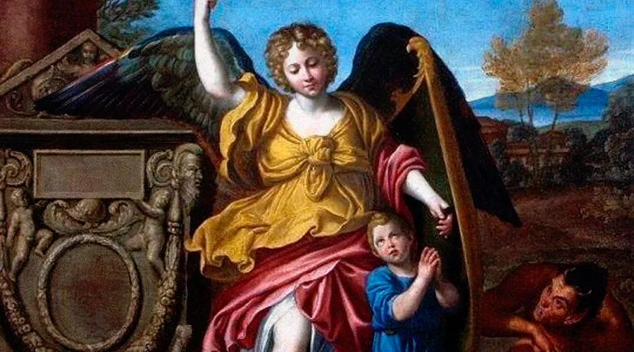 Resultado de imagen para niño protejido del demonio por su ángel de la guarda