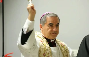 Cardenal Angelo Becciu. Cru00e9dito: ACI Prensa 