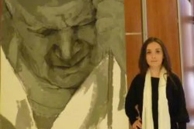 Artista polaca retrata al Papa de los jóvenes: Beato Juan Pablo II