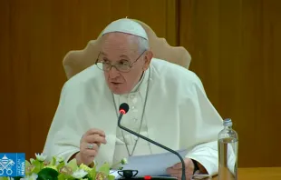 El Papa durante la apertura del proceso sinodal. Foto: Vatican Media / Captura de pantalla 