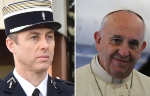 Arnaud Beltrame. Foto: Gendarmerie National / Papa Francisco. Foto: Alan Holdren (ACI Prensa) 