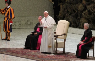 El Papa Francisco en el encuentro de hoy con los maestros catu00f3licos de Italia. Foto Petrik Bohumil / ACI Prensa 