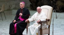 El Papa Francisco en la audiencia. Foto: Daniel Ibu00e1u00f1ez / ACI Prensa