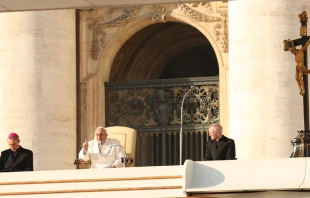 El Papa pronuncia su catequesis en la Audiencia General. Foto: Daniel Ibu00e1u00f1ez / ACI Prensa 