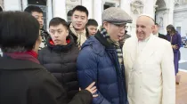 El Papa y los jóvenes chinos con autismo. Foto: © Vatican Media/ACI Prensa. Todos los derechos reservados