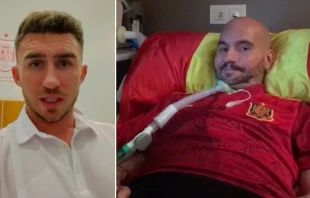 Aymeric Laporte y Jordi Sabatu00e9. Cru00e9dito: Twitter / @pons_sabate. 