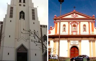 Fachadas iglesia vandalizadas en Bolivia: Basílica María Auxiliadora, La Paz / Parroquia Divina Providencia, Cochabamba 
