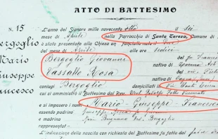 El acta de bautizo del padre del Papa Francisco. Foto Marcon Mancini / ACI Prensa 