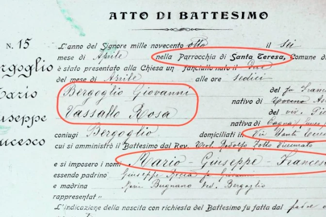 Papa Francisco visita la iglesia donde se casaron sus abuelos y bautizaron a su padre