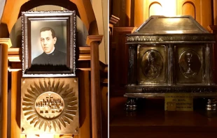 Imagen y restos mortales del mu00e1rtir Beato Padre Miguel Pro, en la Parroquia de la Sagrada Familia, en Ciudad de Mu00e9xico. Cru00e9dito: David Ramos / ACI Prensa. 